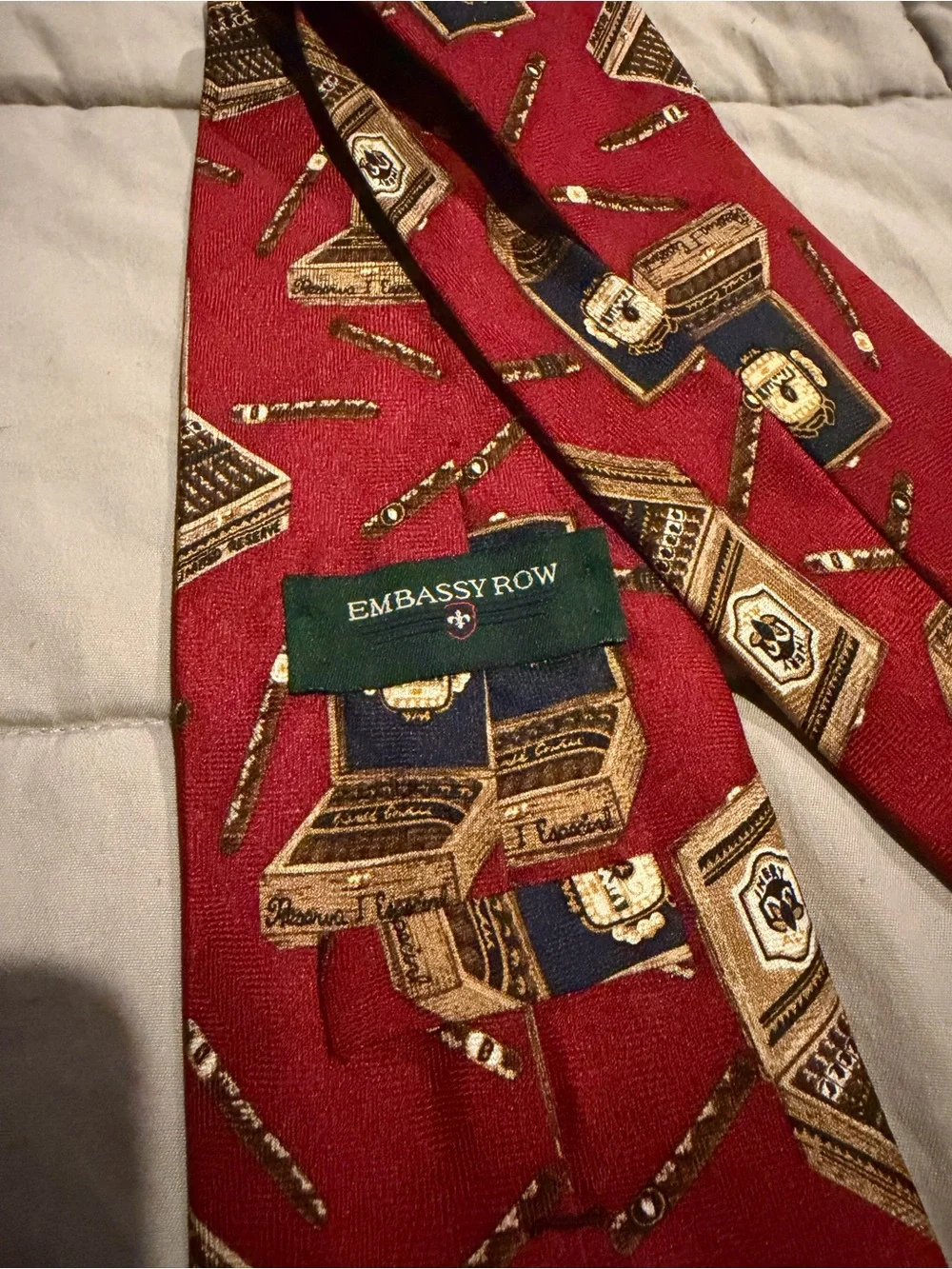 Vintage-Inspired Red Novelty Laptop & Pencil Print Men's Tie